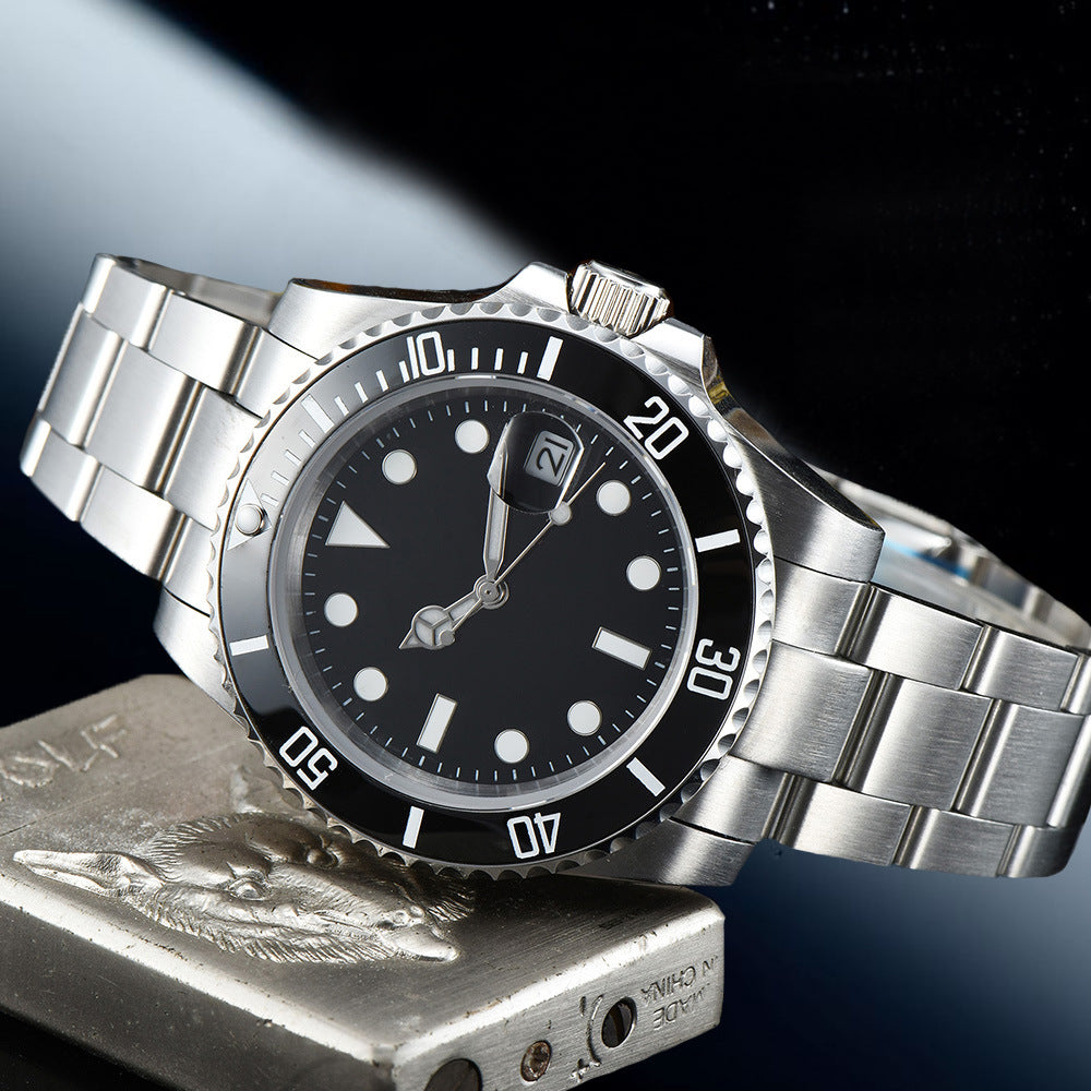 New Automatic Mechanical 40mm Black Ceramic Ring Sapphire Glass Solid 316 Stainless Steel Men's Watch