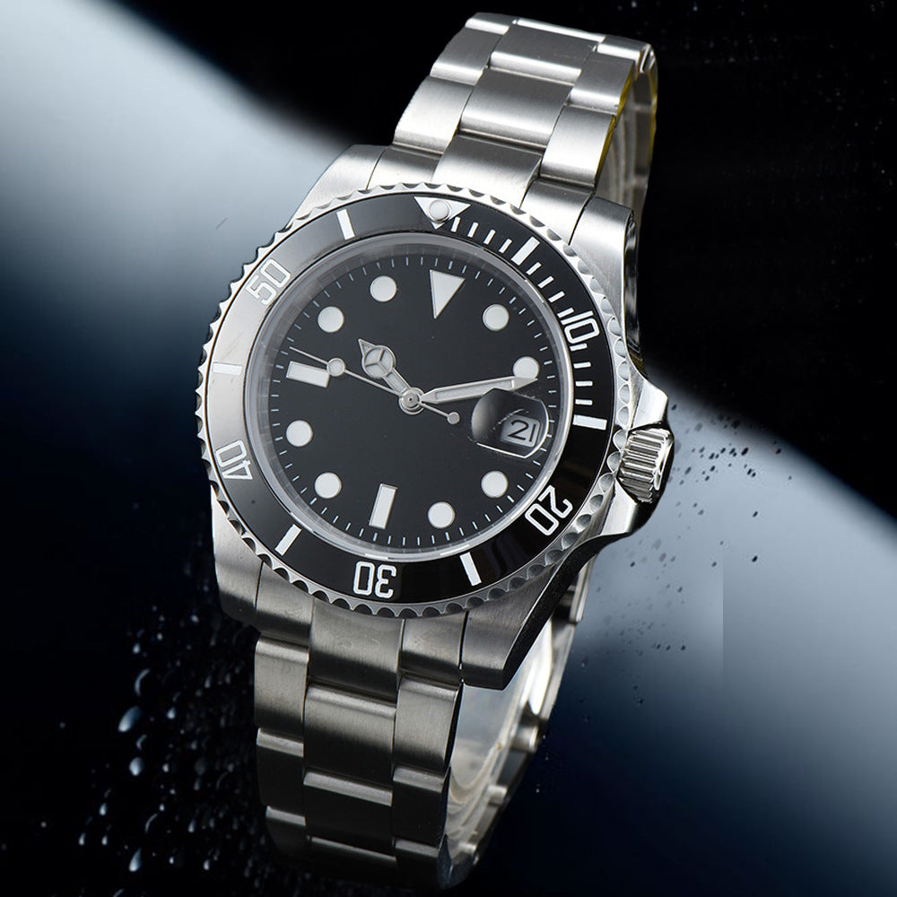 New Automatic Mechanical 40mm Black Ceramic Ring Sapphire Glass Solid 316 Stainless Steel Men's Watch