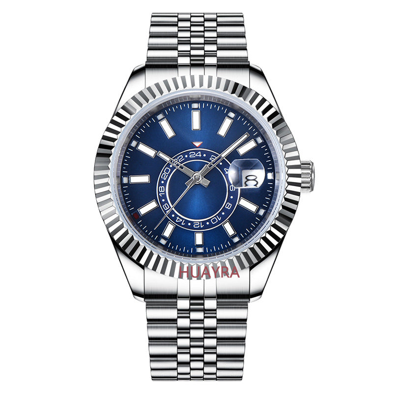 Modische Herrenuhr aus Edelstahl, 40 mm, Stahlgehäuse, Leuchtfunktion, automatische mechanische Business-Uhr mit Stahlgürtel