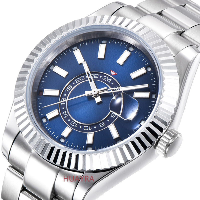 Modische Herrenuhr aus Edelstahl, 40 mm, Stahlgehäuse, Leuchtfunktion, automatische mechanische Business-Uhr mit Stahlgürtel