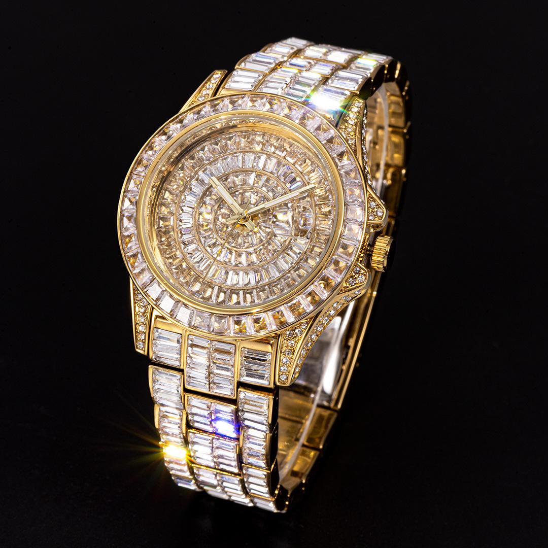 Men's Luxury Square Crystal-Encrusted Watch - Zircon, Waterproof, Quartz