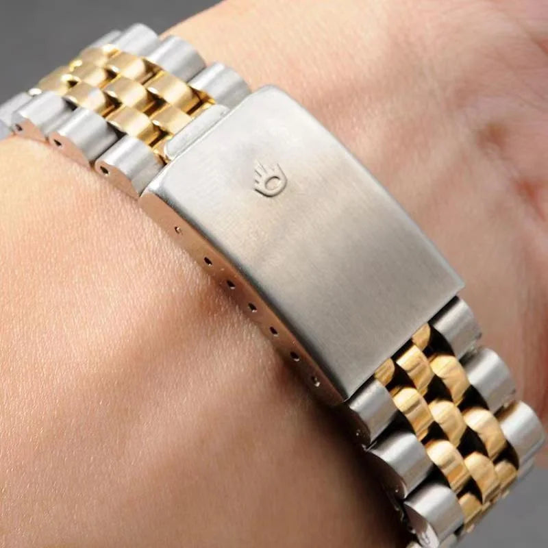 13mm 17mm 20mm Silver Two Tone Stainless Steel Watchband Old Style Jubilee for Date-just Watcher