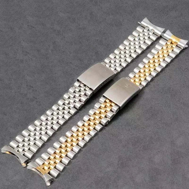 13mm 17mm 20mm Silver Two Tone Stainless Steel Watchband Old Style Jubilee for Date-just Watcher