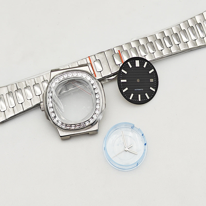 Nautilus mechanical watch accessories set 316L stainless steel case strap suitable for 2813/8215 movement