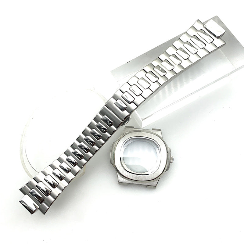 Alternative Patek Nautilus Square Sports Machinery Stainless Steel Case Strap Accessories Set Adapts to NH35 Movement