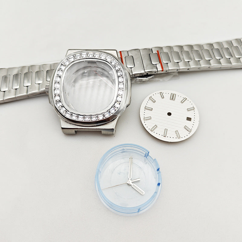 Nautilus mechanical watch accessories set 316L stainless steel case strap suitable for 2813/8215 movement
