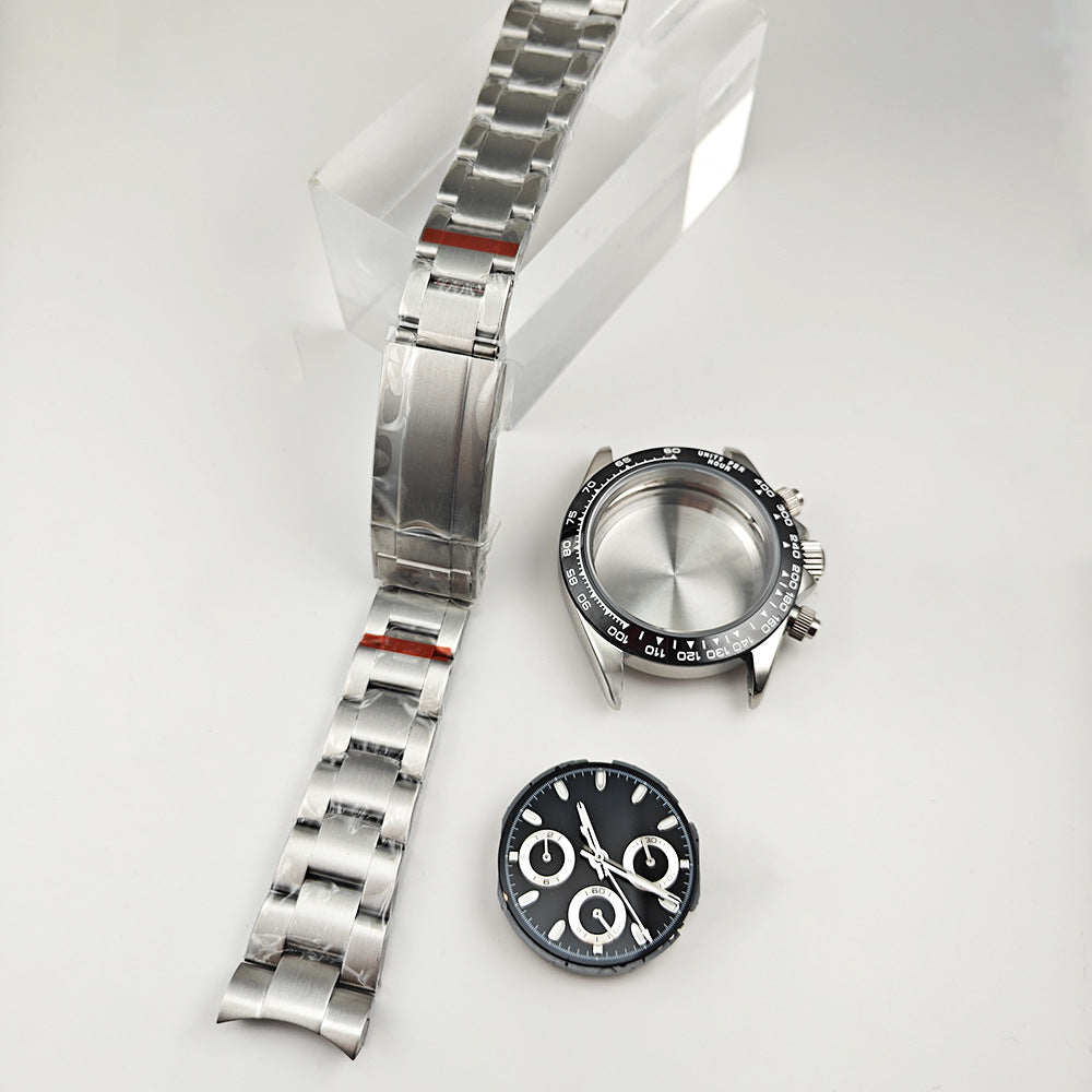 Case + with 40MM sapphire glass mirror stainless steel watch case accessories strap for VK63 movement