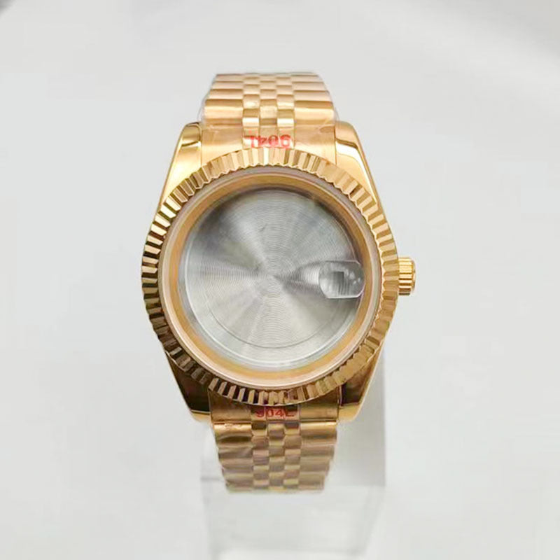 Factory direct sales 40mm dog tooth ring log case plus strap stainless steel case strap set is suitable for NH35 machine