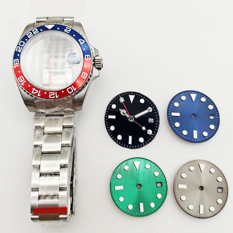 GMT Labor Shi Stainless Steel Ceramic Ring Case Strap Dial Set Sapphire Glass Mirror Fits NH35