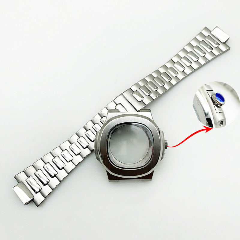 Alternative Patek Nautilus Square Sports Machinery Stainless Steel Case Strap Accessories Set Adapts to NH35 Movement