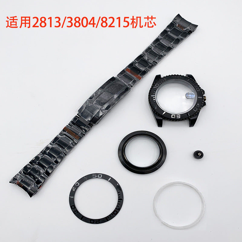 Black water ghost case full set + stainless steel strap watch accessories, suitable for 2813/8215/NH35 movement