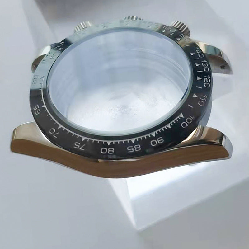 Alternative Daytona 304 Stahl, schwarzer Stahlrand, 40 mm, Sechs-Stift-Quarzgehäuse, Zifferblatt, Zeigersatz, passend für VK63-Maschine