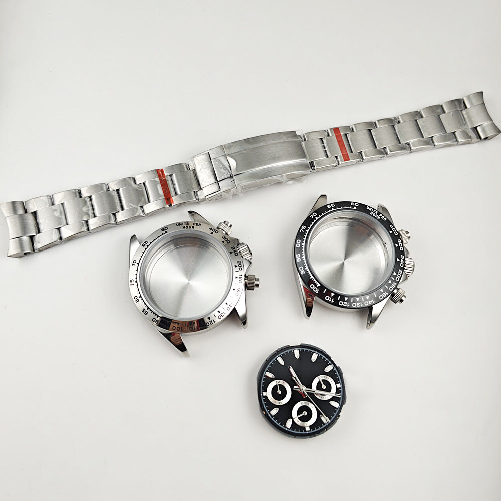 Case + with 40MM sapphire glass mirror stainless steel watch case accessories strap for VK63 movement