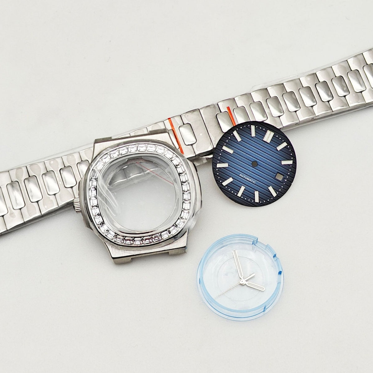 Nautilus mechanical watch accessories set 316L stainless steel case strap suitable for 2813/8215 movement
