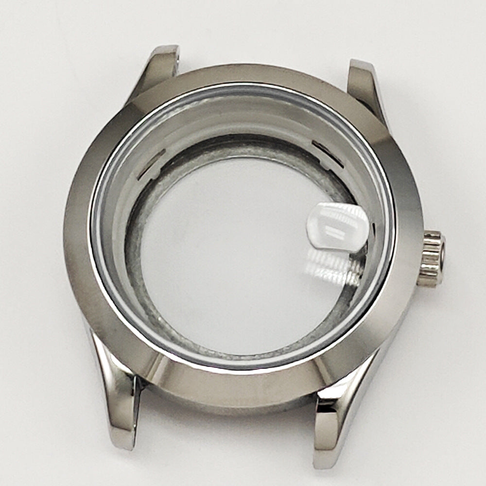 40MM log case set, silver stainless steel case, watch modification accessories are suitable for NH35/NH36 movements