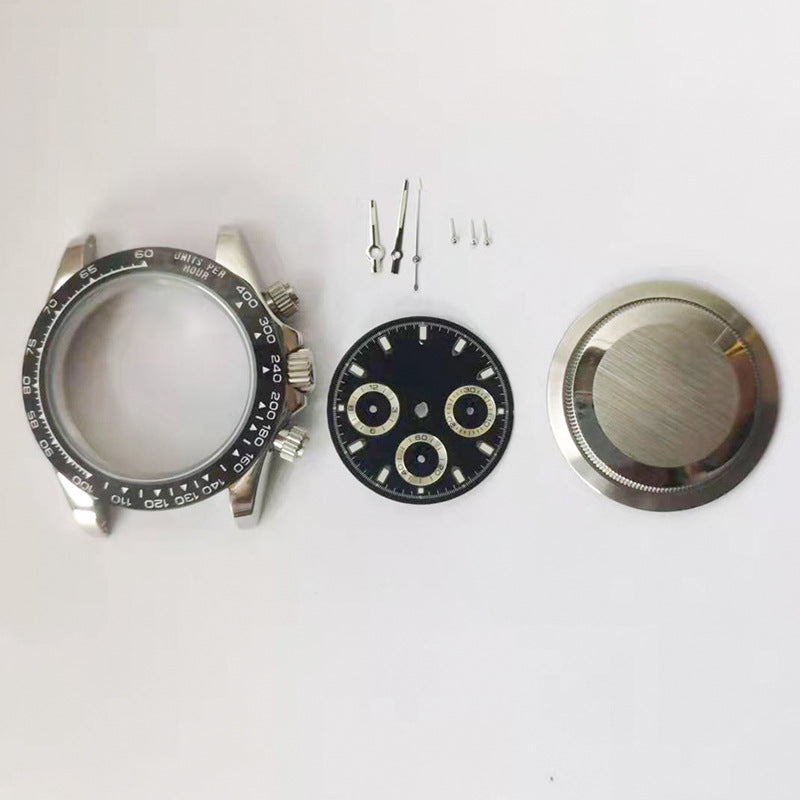 Alternative Daytona 304 Steel Black Steel Rim 40MM Six-Pin Quartz Case Dial Hand Set Suitable for VK63 Machine
