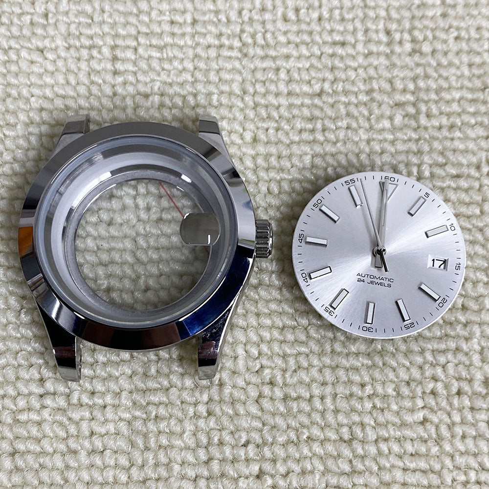 40MM Silver Log Case Suitable for NH35/NH36 Movement Oyster Perpetual Stainless Steel Case Assembly Accessories