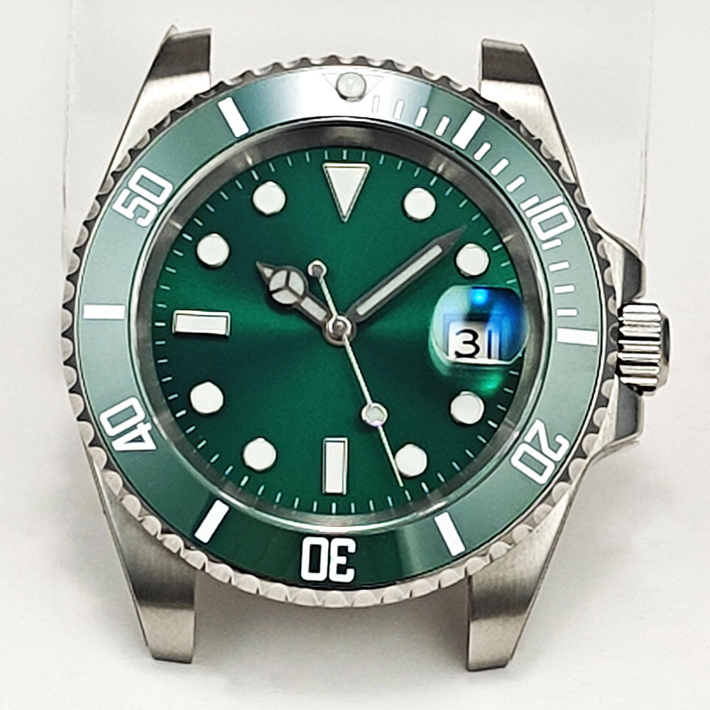 Daili Home Green Water Ghost Case Mechanisches Uhrwerk Komplettes Zubehörset Taucheruhr aus Edelstahl 2813/NH35/8215 Uhrwerk