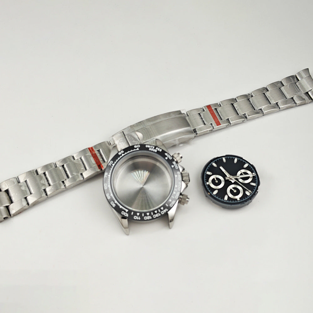 Case + with 40MM sapphire glass mirror stainless steel watch case accessories strap for VK63 movement