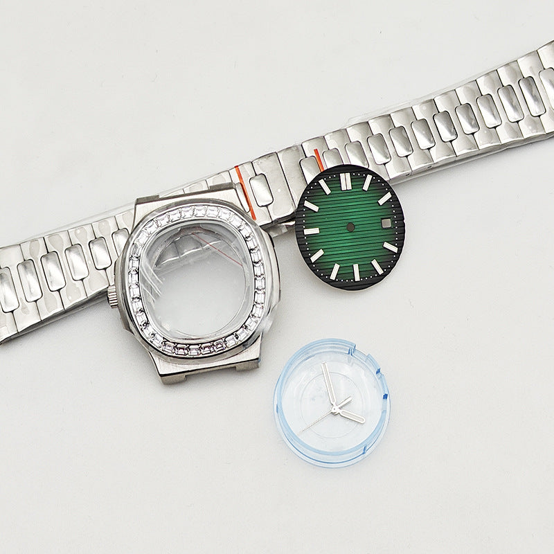 Nautilus mechanical watch accessories set 316L stainless steel case strap suitable for 2813/8215 movement