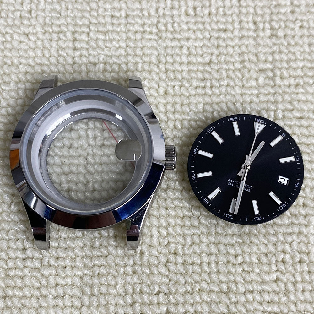 40MM Silver Log Case Suitable for NH35/NH36 Movement Oyster Perpetual Stainless Steel Case Assembly Accessories