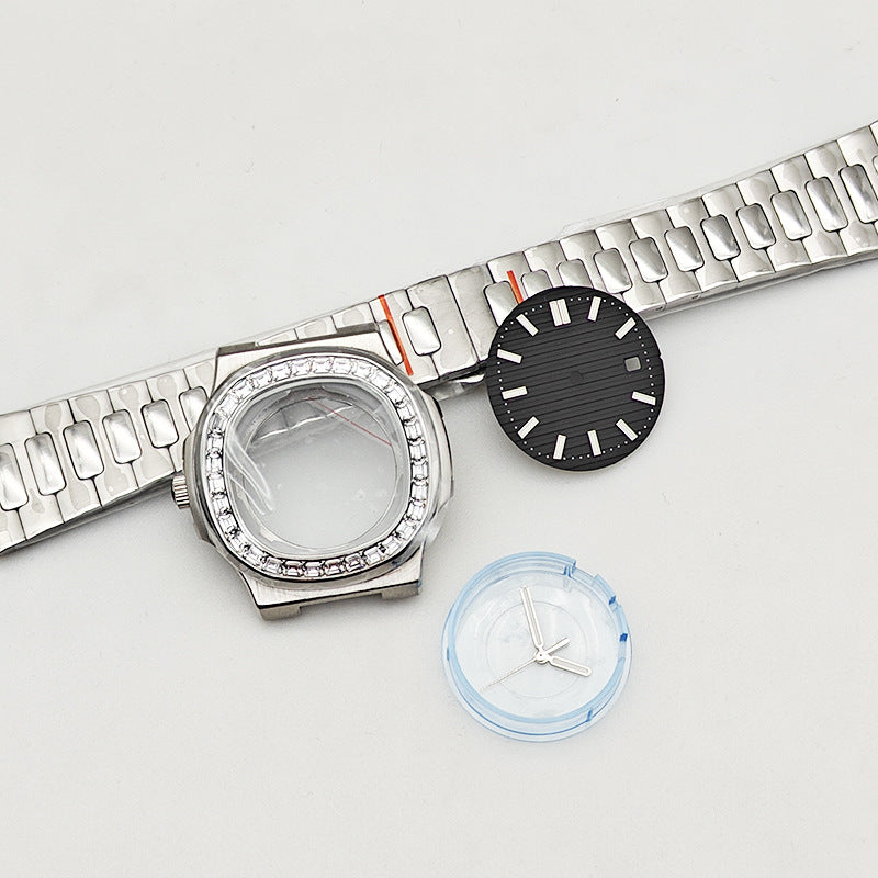 Nautilus mechanical watch accessories set 316L stainless steel case strap suitable for 2813/8215 movement