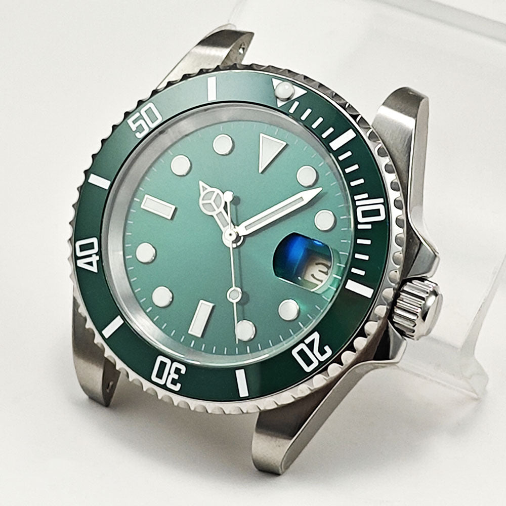 Daili Home Green Water Ghost Case Mechanisches Uhrwerk Komplettes Zubehörset Taucheruhr aus Edelstahl 2813/NH35/8215 Uhrwerk