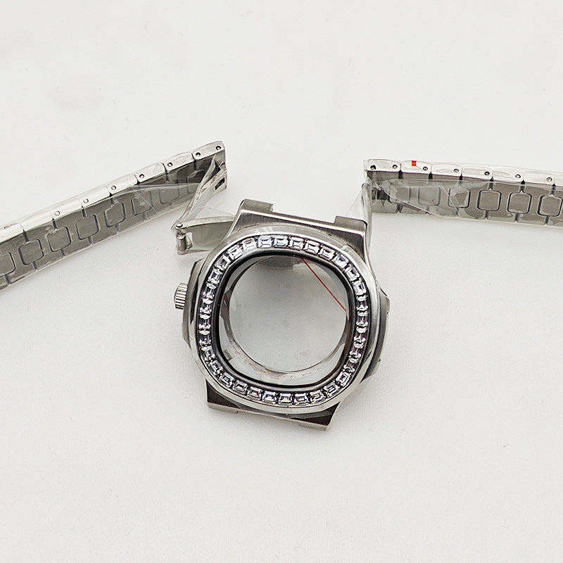 Nautilus mechanical watch accessories set 316L stainless steel case strap suitable for 2813/8215 movement
