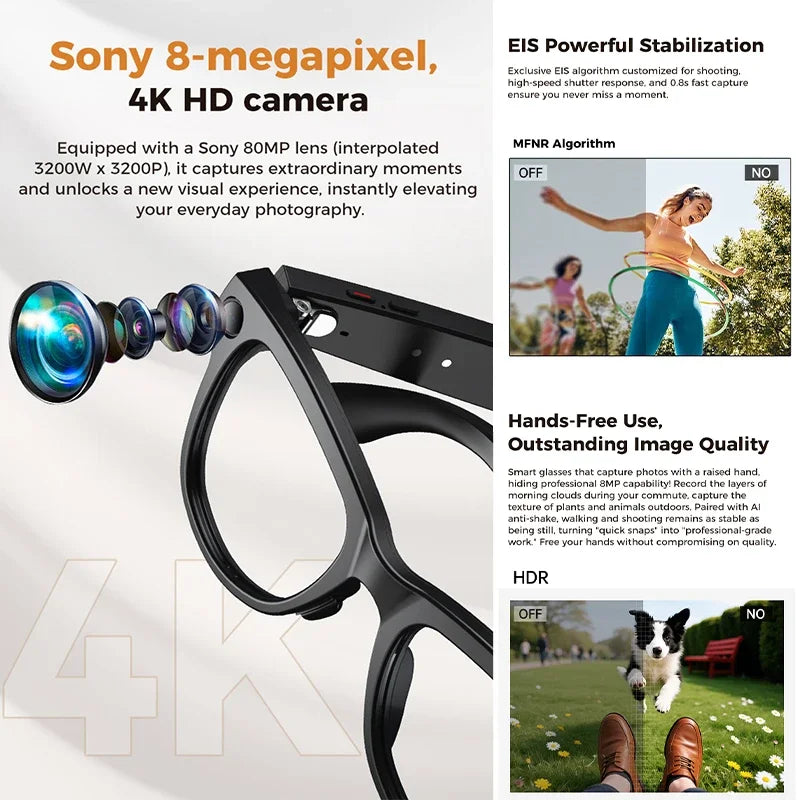 M02 Ultra 800W Smart Glasses Translator Photo Video Recording Music Playback With Charging Box SmartGlasses Sunglasses Men Women