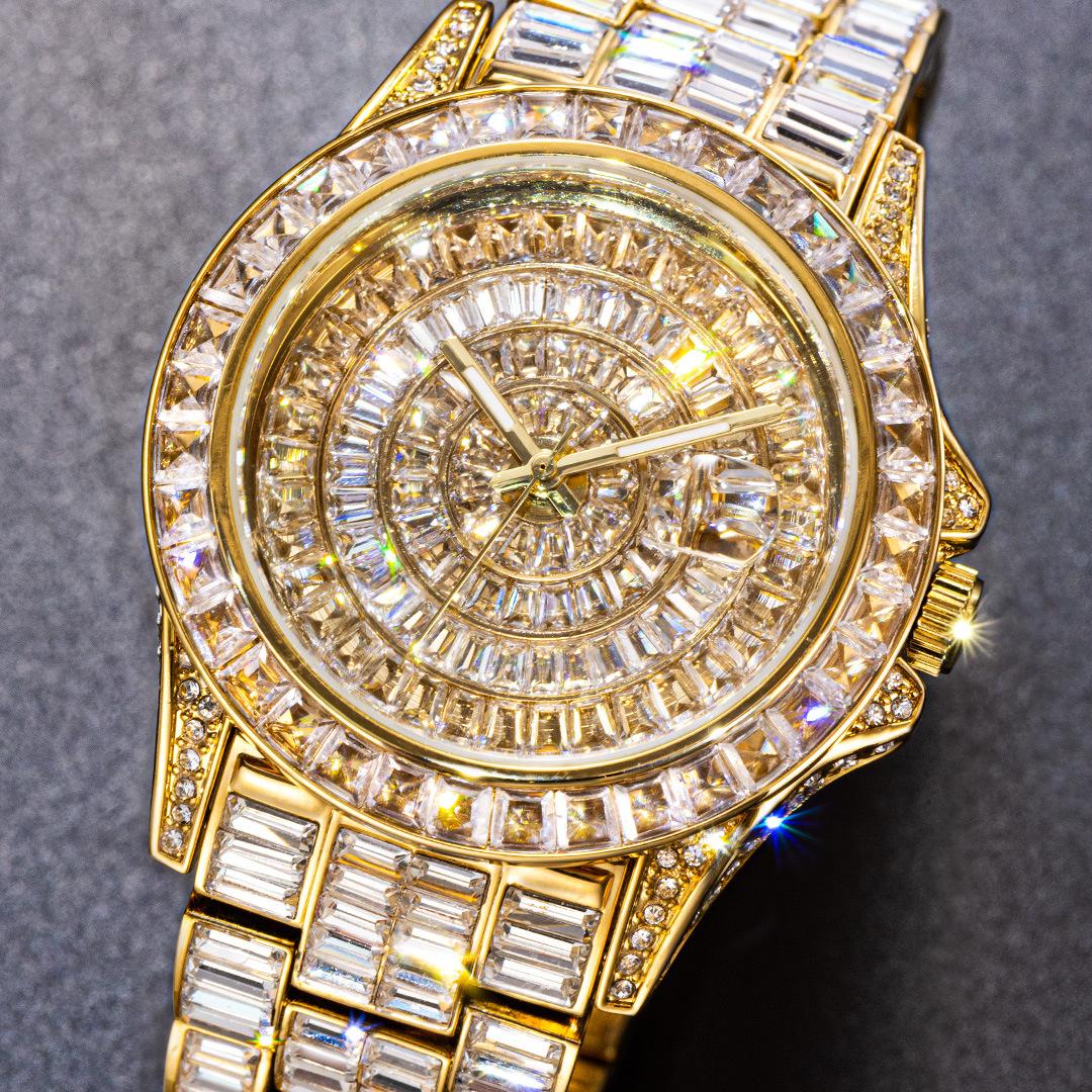 Men's Luxury Square Crystal-Encrusted Watch - Zircon, Waterproof, Quartz