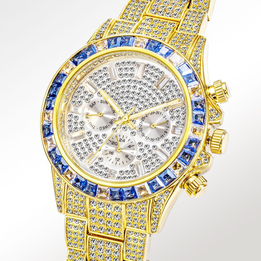 Men's Hip-Hop Style Daytona-Inspired Crystal Watch - European Design, Starry Dial