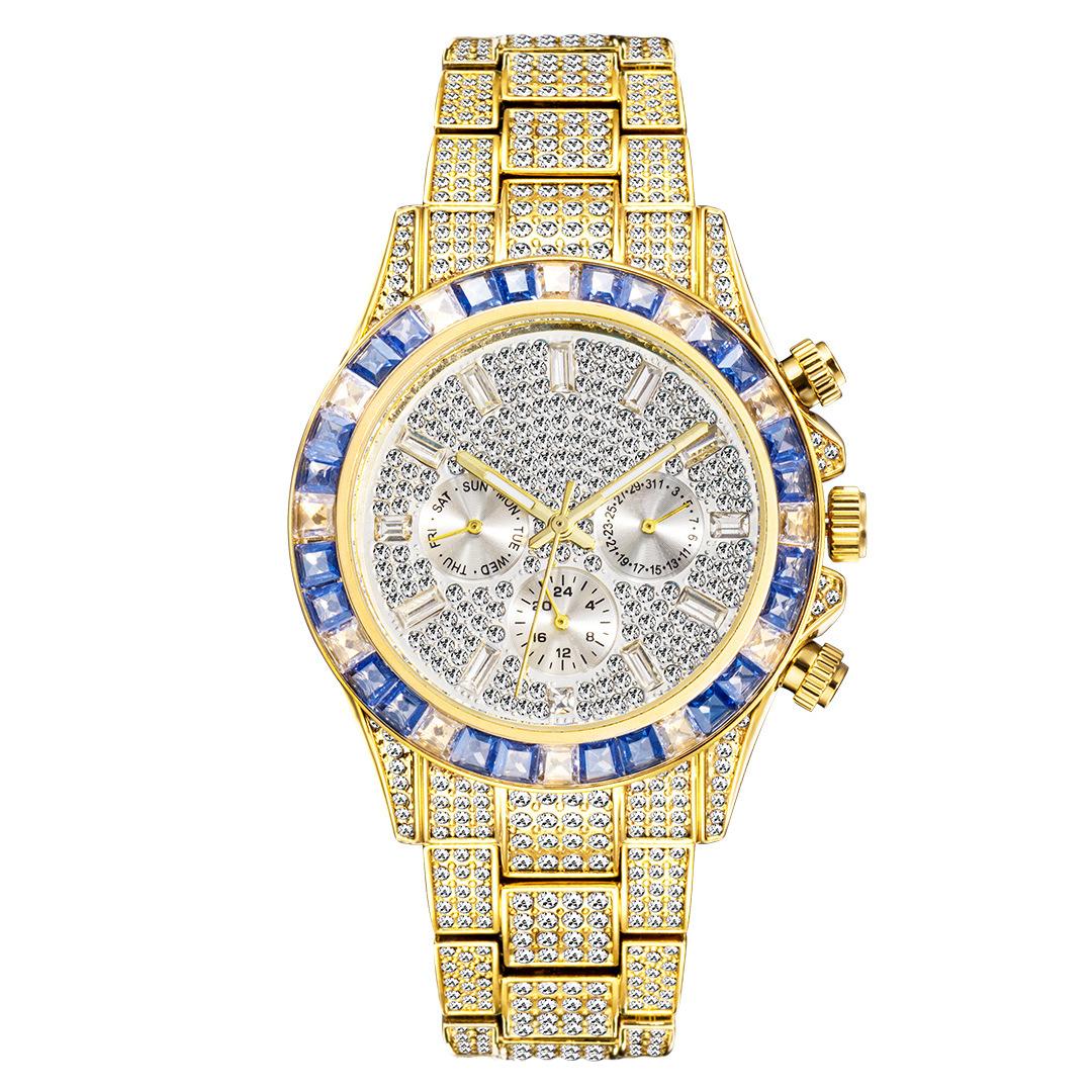 Men's Hip-Hop Style Daytona-Inspired Crystal Watch - European Design, Starry Dial