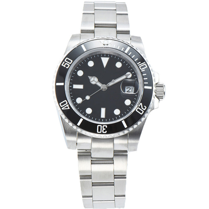 New Automatic Mechanical 40mm Black Ceramic Ring Sapphire Glass Solid 316 Stainless Steel Men's Watch