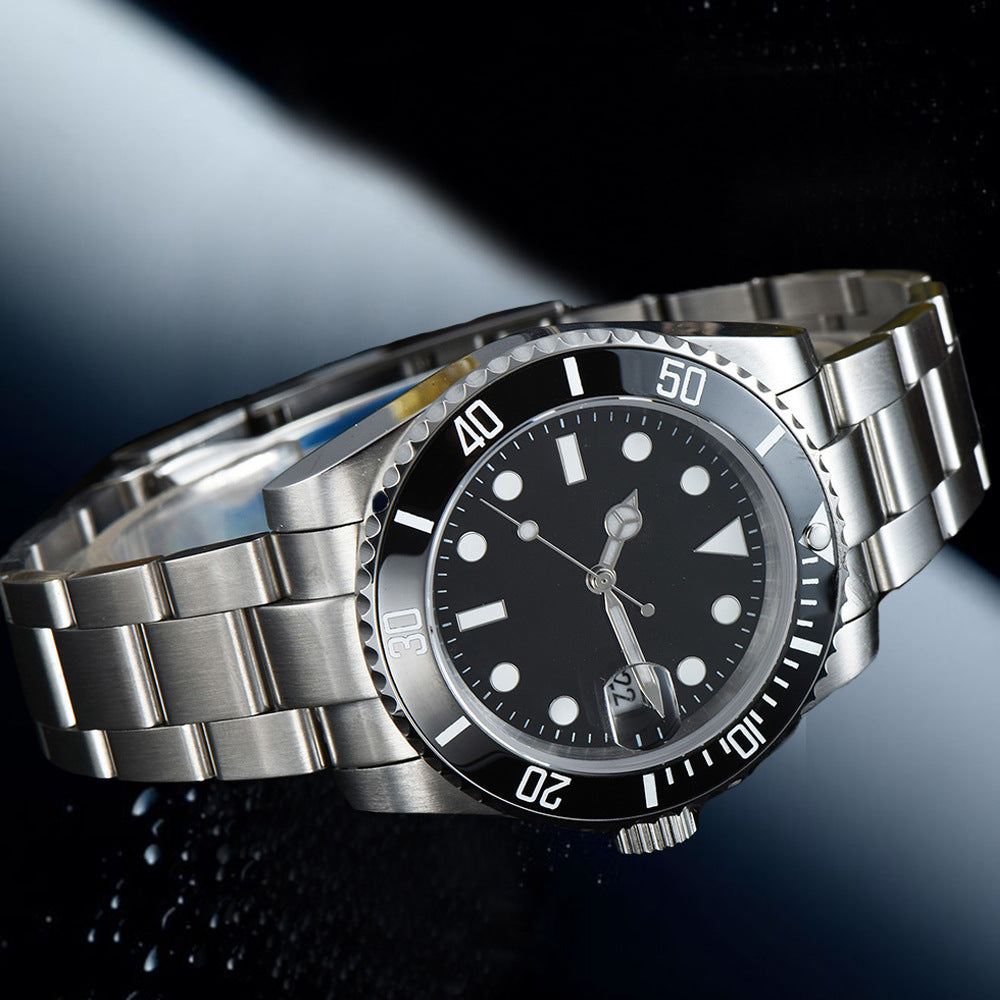 New Automatic Mechanical 40mm Black Ceramic Ring Sapphire Glass Solid 316 Stainless Steel Men's Watch