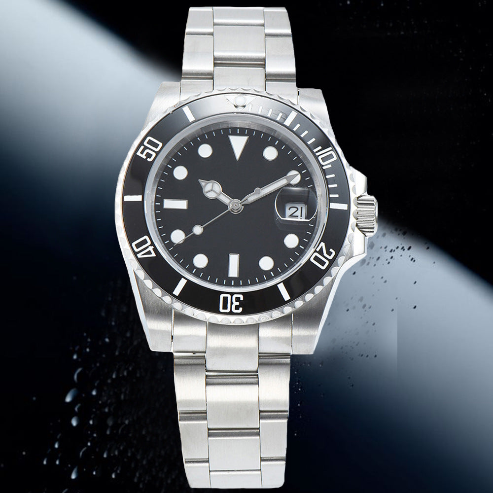 New Automatic Mechanical 40mm Black Ceramic Ring Sapphire Glass Solid 316 Stainless Steel Men's Watch