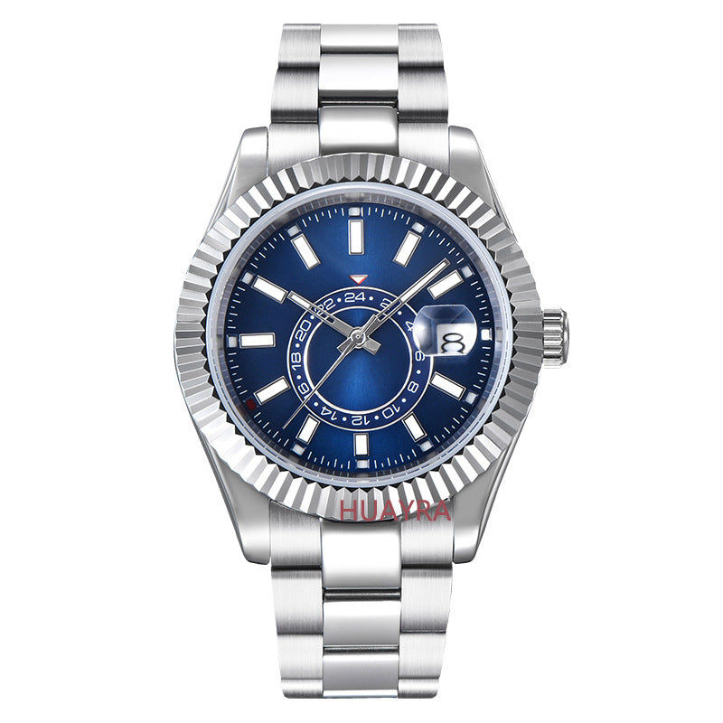 Modische Herrenuhr aus Edelstahl, 40 mm, Stahlgehäuse, Leuchtfunktion, automatische mechanische Business-Uhr mit Stahlgürtel 