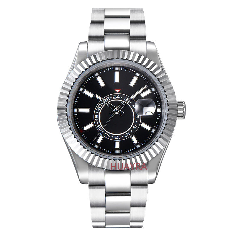 Modische Herrenuhr aus Edelstahl, 40 mm, Stahlgehäuse, Leuchtfunktion, automatische mechanische Business-Uhr mit Stahlgürtel 