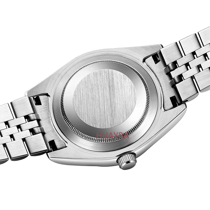 Modische Herrenuhr aus Edelstahl, 40 mm, Stahlgehäuse, Leuchtfunktion, automatische mechanische Business-Uhr mit Stahlgürtel 