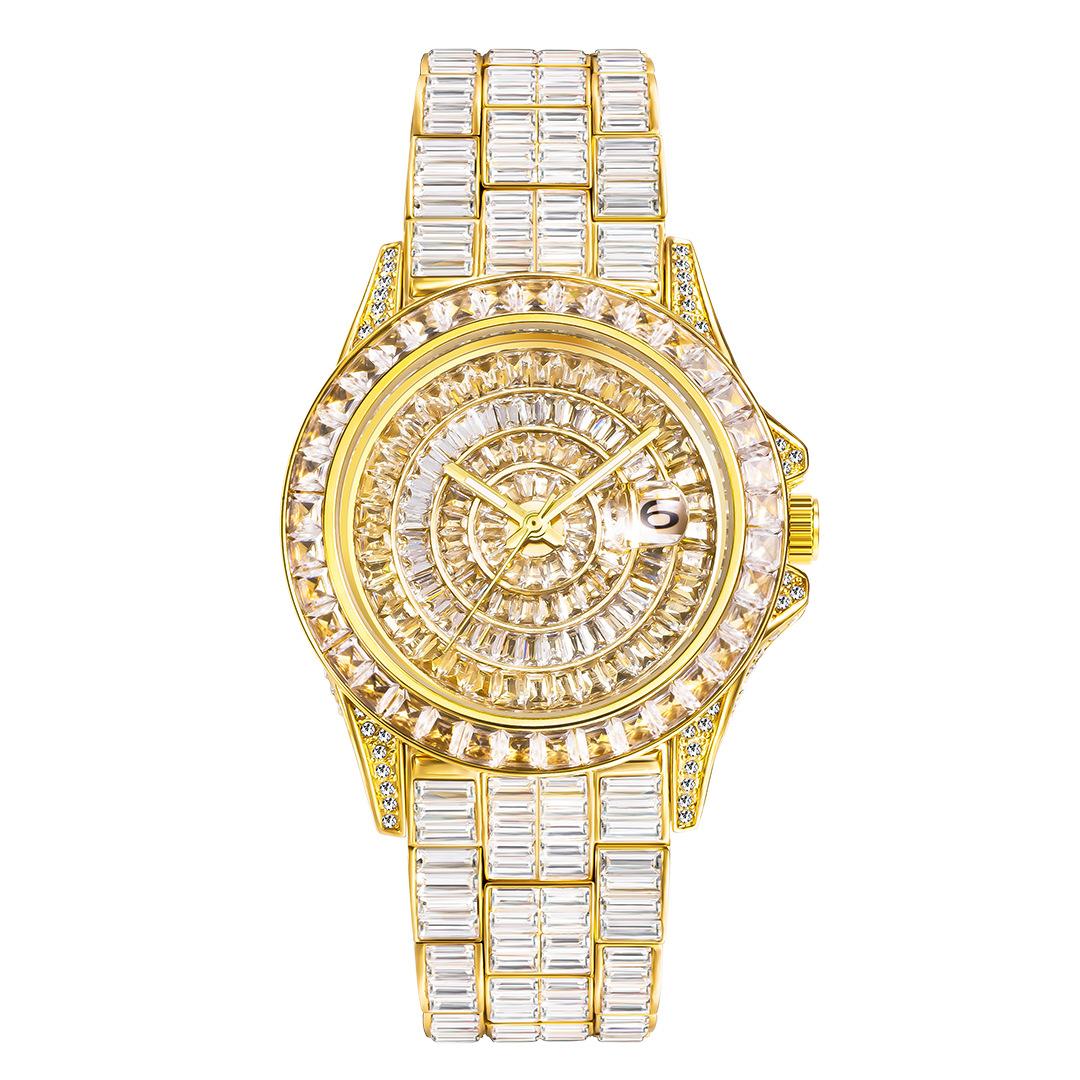 Men's Luxury Square Crystal-Encrusted Watch - Zircon, Waterproof, Quartz