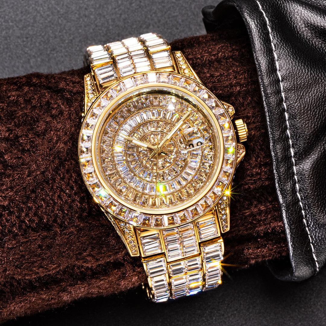Men's Luxury Square Crystal-Encrusted Watch - Zircon, Waterproof, Quartz