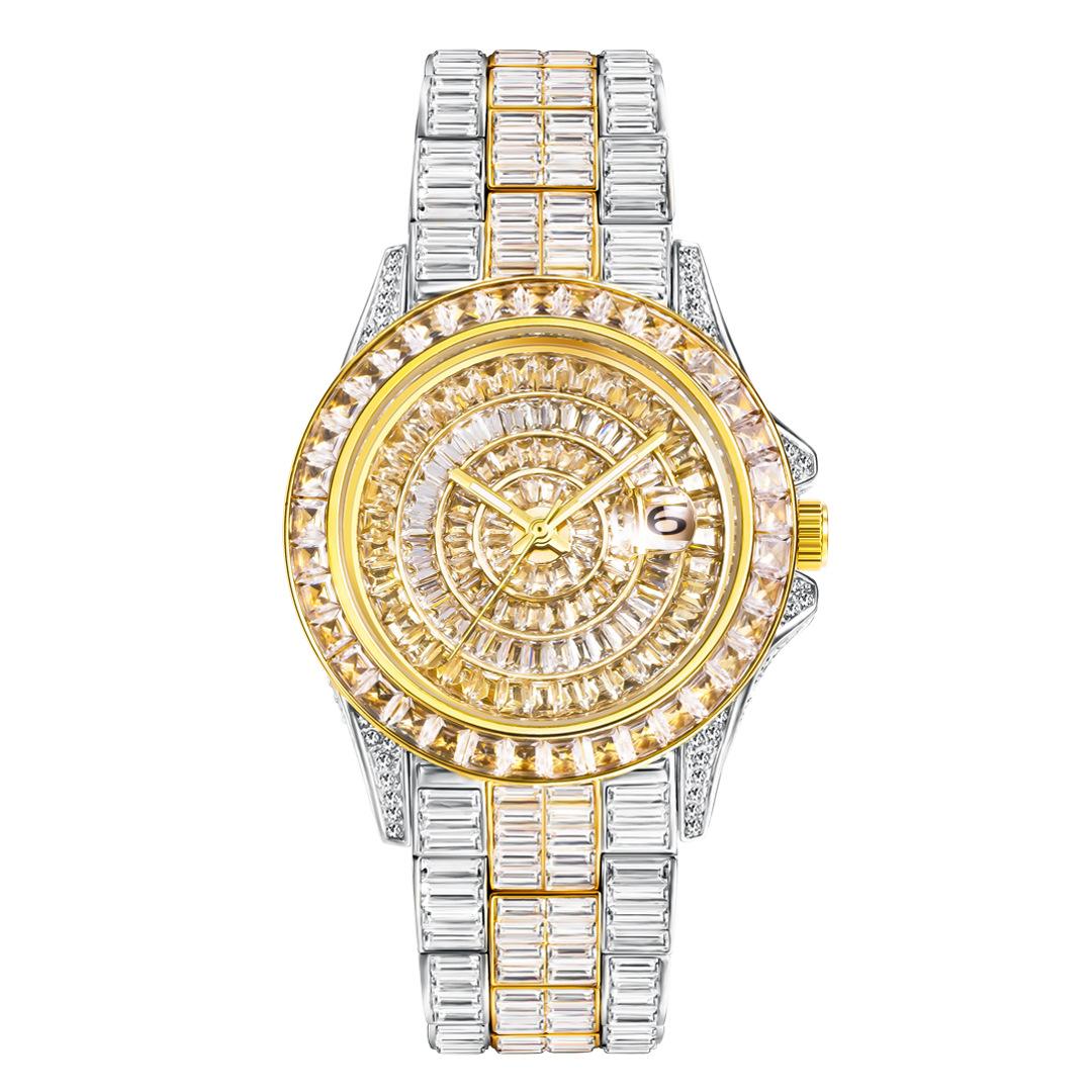 Men's Luxury Square Crystal-Encrusted Watch - Zircon, Waterproof, Quartz