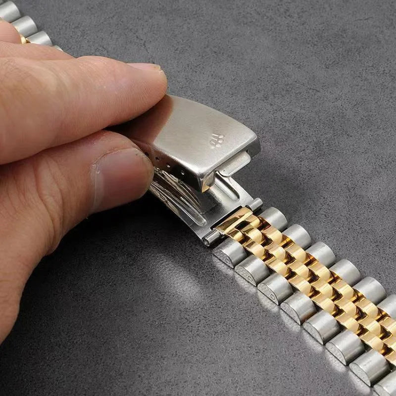 13mm 17mm 20mm Silver Two Tone Stainless Steel Watchband Old Style Jubilee for Date-just Watcher