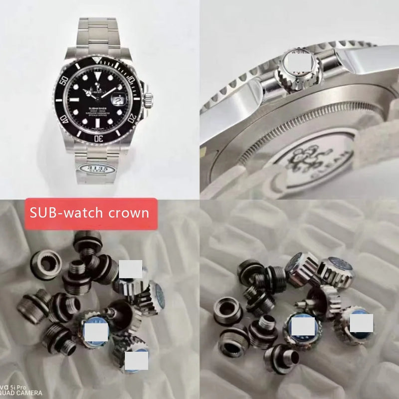 7mm Watch Crown Stainless Steel Fit Rlx Day Tona, GMT SUB Sub-mariner 116610 114060 Watch Case Accessories Aftermarket Replace