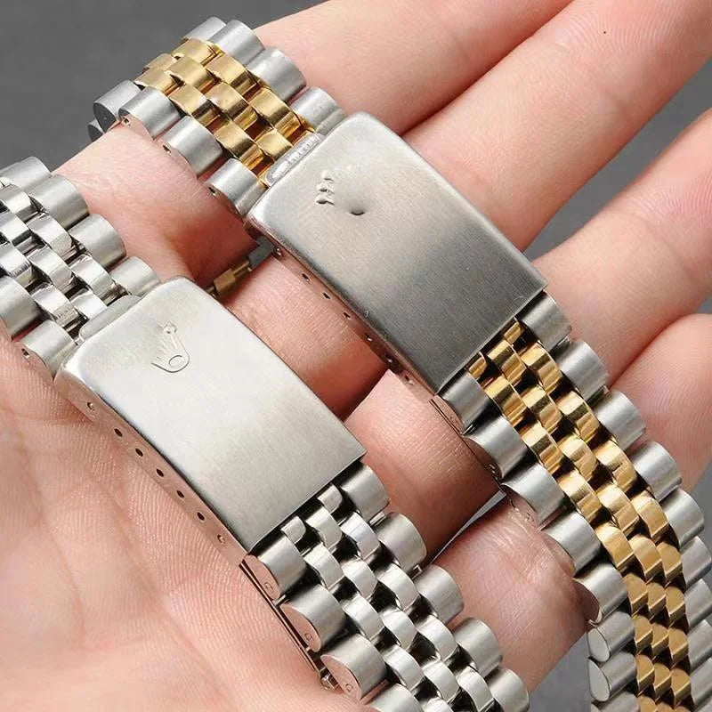 13mm 17mm 20mm Silver Two Tone Stainless Steel Watchband Old Style Jubilee for Date-just Watcher