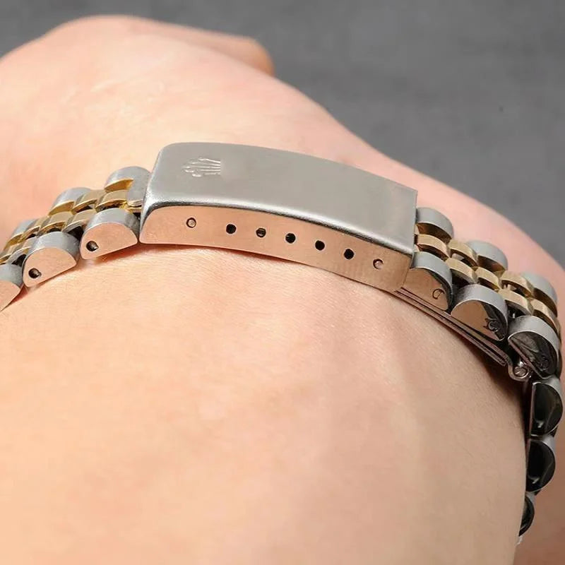 13mm 17mm 20mm Silver Two Tone Stainless Steel Watchband Old Style Jubilee for Date-just Watcher