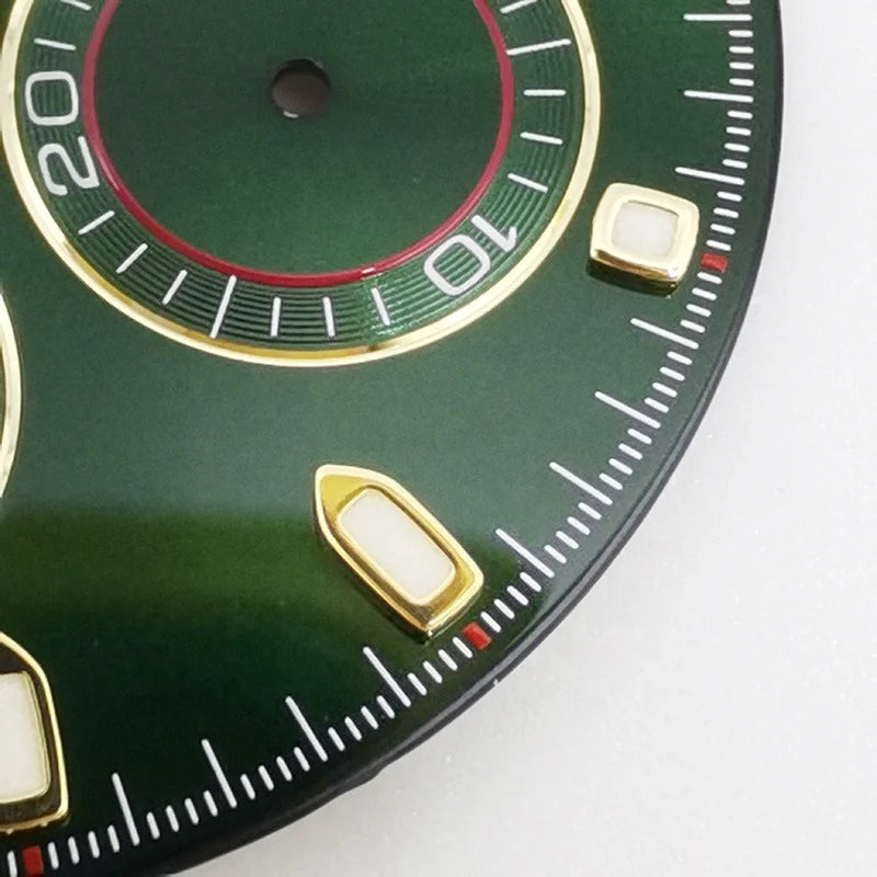 Clean factory watch parts made 28.6mm green gold dial for 4130 movement 116508 blue lumen day-tona 40mm