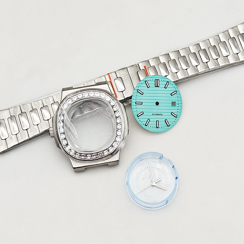 Nautilus mechanical watch accessories set 316L stainless steel case strap suitable for 2813/8215 movement