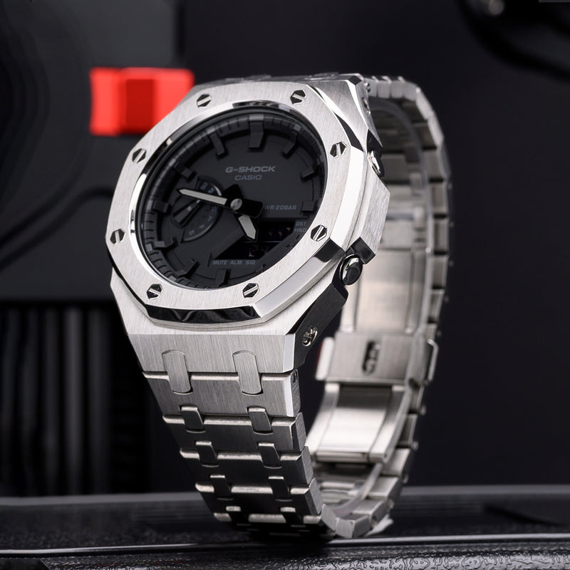 Premium Stainless Steel Case + Silicone Strap AP Mod Kit for Casioak GA2100/2110