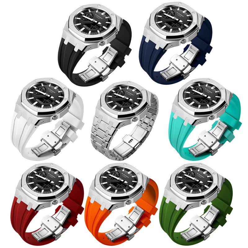 Premium Stainless Steel Case + Silicone Strap AP Mod Kit for Casioak GA2100/2110