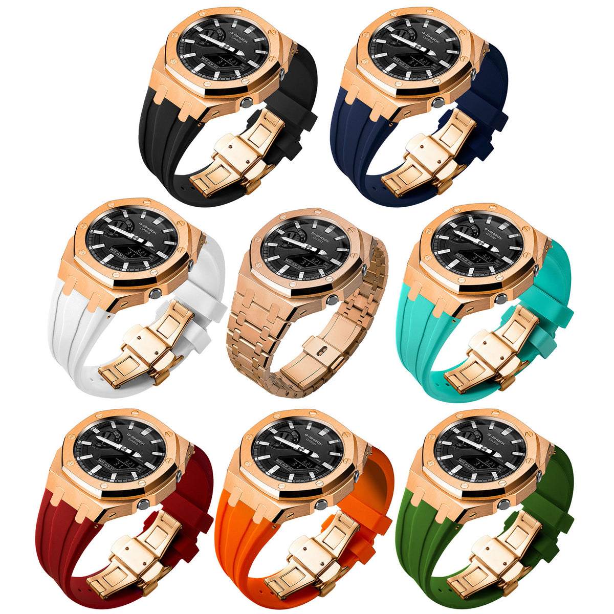 Premium Stainless Steel Case + Silicone Strap AP Mod Kit for Casioak GA2100/2110